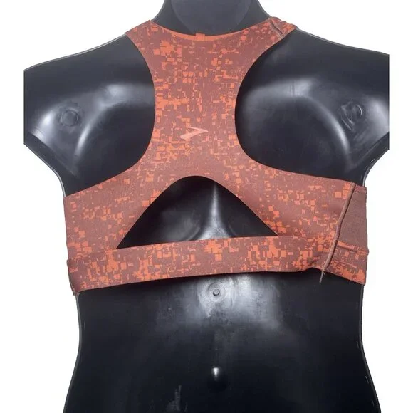 Brooks NWT 32C/D Drive 3 Pocket Run Bra Glitch Print Copper Compression Wicking - Picture 9 of 10